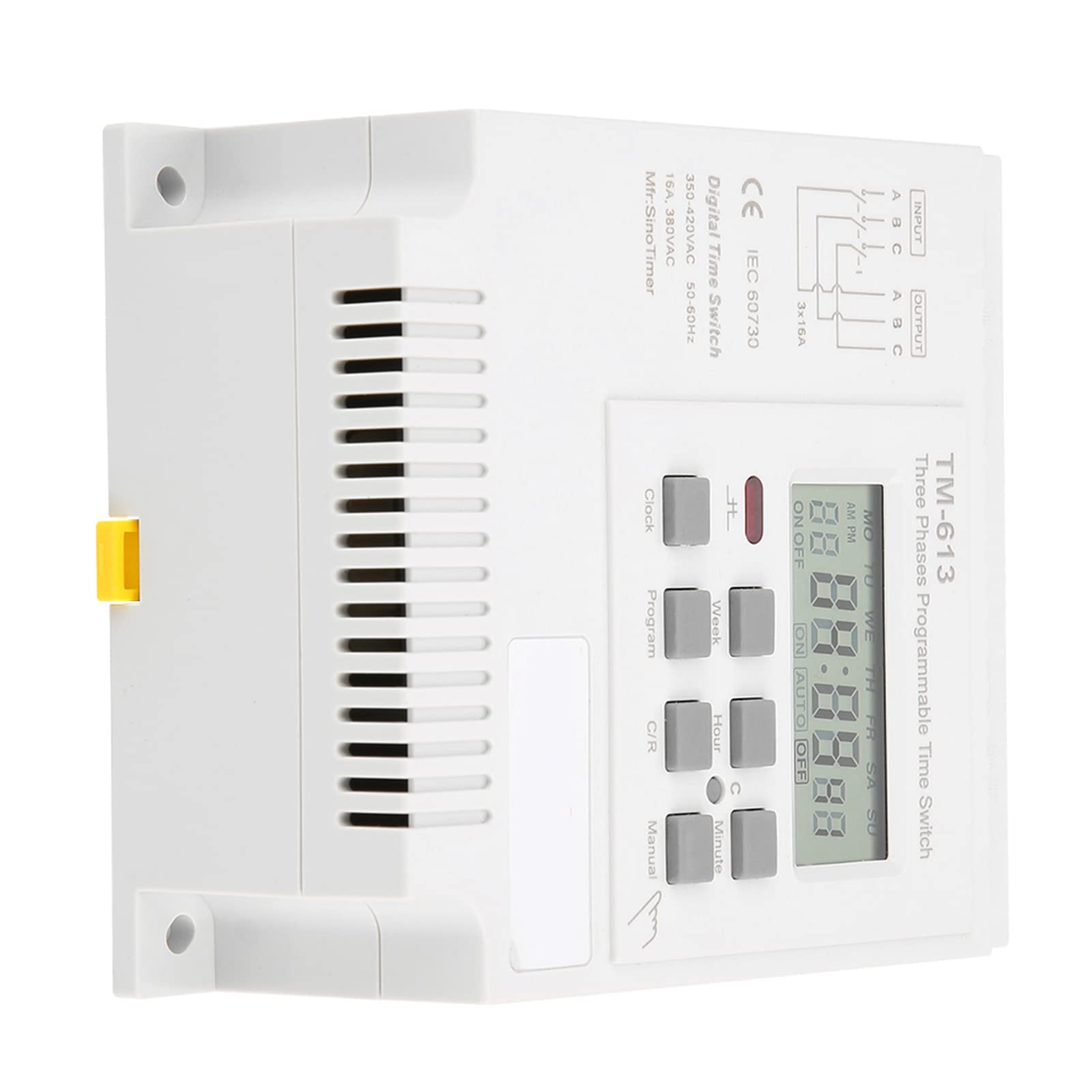 TM-163 Dreiphasiger 380-V-Digital-Zeitschaltuhr mit Wöchentlicher Programmierbarer Steuerung – 17 EIN/AUS-Einstellungen mit Stromausfallspeicher für Pumpen, Motoren und Mehr