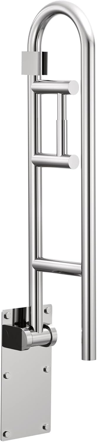 Moen Home Care Bathroom Safety 30 Inch Stainless Steel Flip Up Bathroom HandicapGrab Bar with Toilet Paper Holder, Elderly Assistance Product, R8962FD Grab Bar 30 Inch Peened
