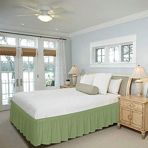Buy Sage Green Bed Skirt Wrap Around 600Microfiber with Easy Fit with