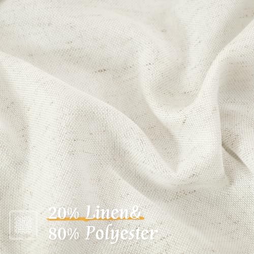 Image of LAMIT Natural Ivory Linen Curtains for Windows 2 Panels Set, 48 Inch Faux Linen Textured Light Filtering Drapes Soft Rod Pocket Boho Privacy Panels for Farmhouse /Loft, 42 x 48 Inch