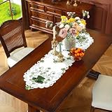 SYJYM Runner da Tavolo Tovaglietta Americana Ricamata Trifogli Trifogli Cappelli da Folletto Tovagliette Decorative Decorazione da Tavolo Primaverile Festa