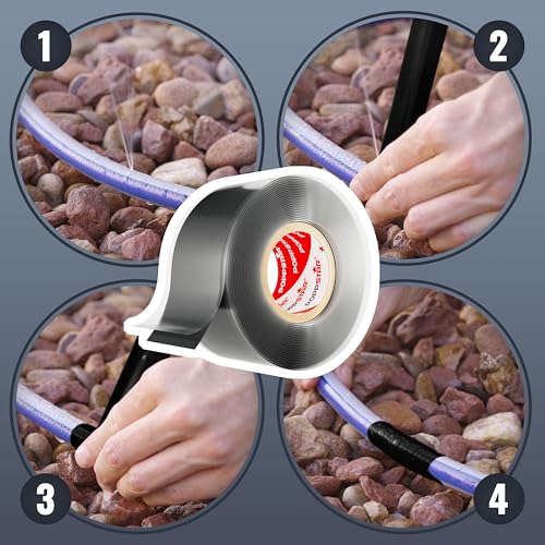 POPPSTAR selbstverschweißendes Silikonband, 3m x 25mm, Isolierband und Dichtungsband (Wasser, Luft), schwarz, 1 Rolle