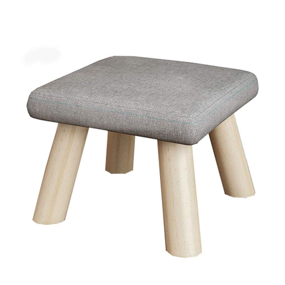 Tabouret en bois massif carré gris pour salon et entrée