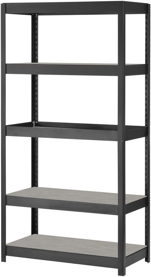 Edsal MR3618BWG Boltless Storage Rack with 5 Shelves, 5000 lb Capacity, 36" Width x 72" Height x 18" Depth, Black