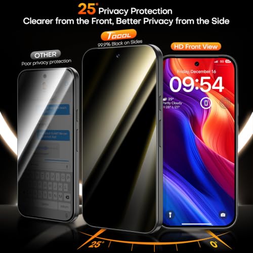 Image of TOCOL for Google Pixel 11 Privacy Screen Protector | Easy Installation, 25 Anti Spy, Data Protection, 9H+ Tempered Glass, 8FT Military Grade Shatterproof, Anti-Scratch, 2 Pack