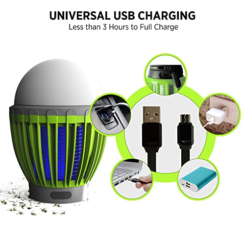 Zapout Camping Lantern Bug Buster Bulb Zapper Tent Light Portable Led And Emergency Lamp With Waterproof Mosquito Repellent Fly Killer Usb 2000Mah Rechargeable Battery For Outdoor (Lime Green) #TOP7