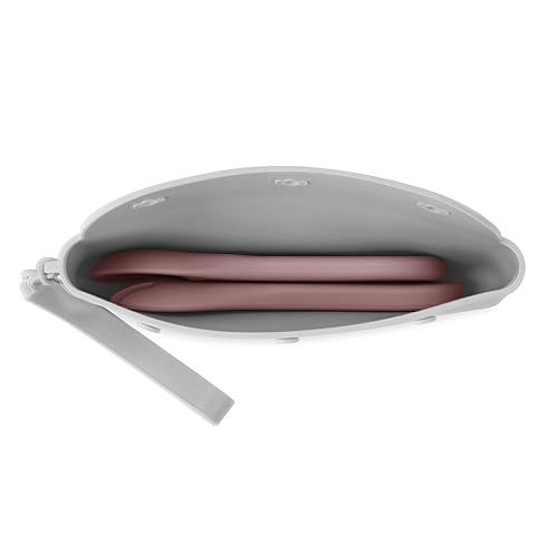 Miniatura 6 de PandaEar Juego de 4 fundas para chupetes, 2 bolsas portátiles de silicona para chupetes de viaje y 2 bolsas de silicona para cubiertos de bebé, sin