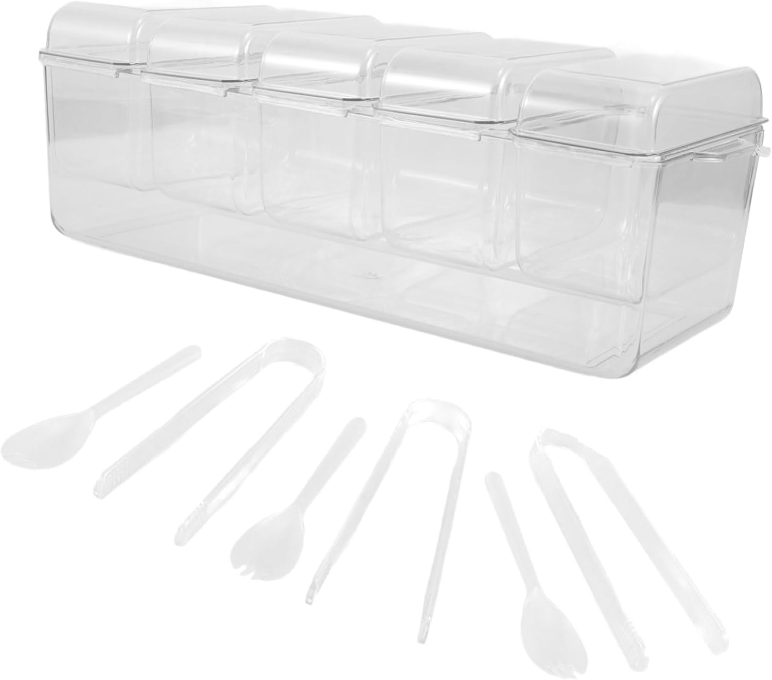 Luxshiny Chilled Condiment Server Set Compartment Food Dispenser with Removable Trays for Fruit Salad and Snacks Easy to Clean for Picnics and Parties