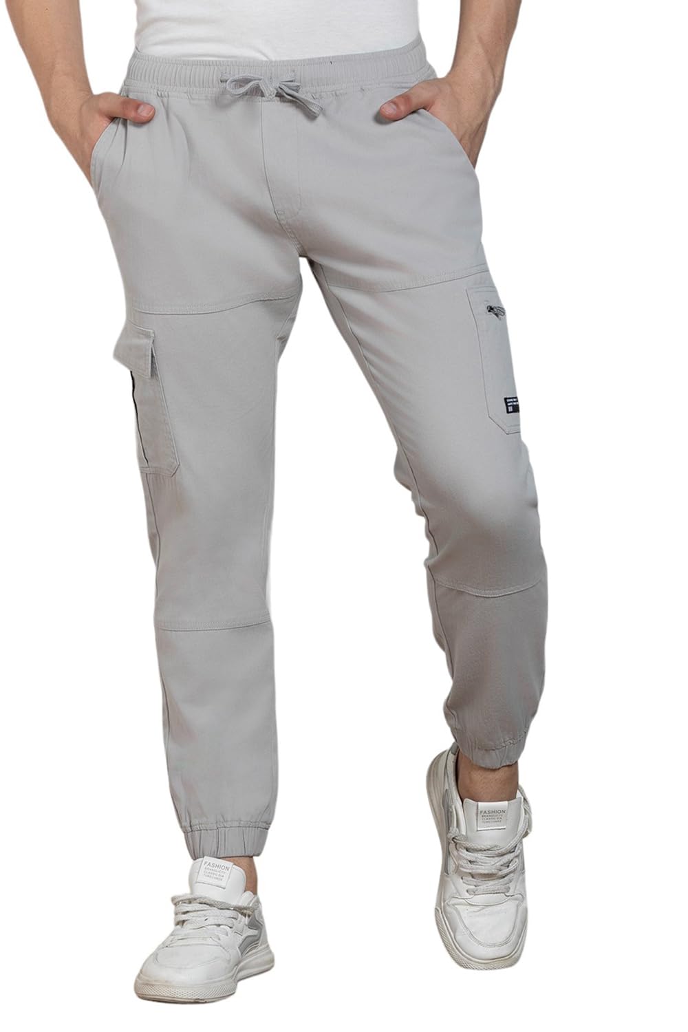 Dennis Lingo Men's | Solid | Mid Rise | Relaxed Fit | Cargo Joggers in neutral