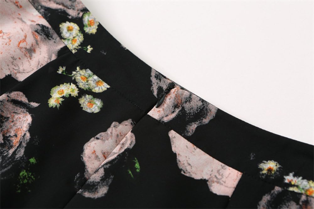 Gonne Da Donna,Gonna Longuette In Chiffon Leggero Estivo Per Donna Boho Floral Gonna Avvolta Sui Fianchi Gonna A Coda Di Pesce Con Volant Increspato Cerniera Posteriore A-Line Elegante Gonne Lunghe
