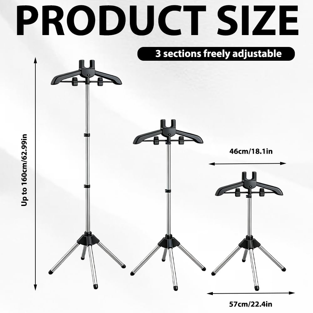 Supporto per vaporizzatore, pieghevole, telescopico, con rullo per capelli e guanti da stiro, regolabile in altezza, appendiabiti portatile per stirare a vapore camicie (nero)