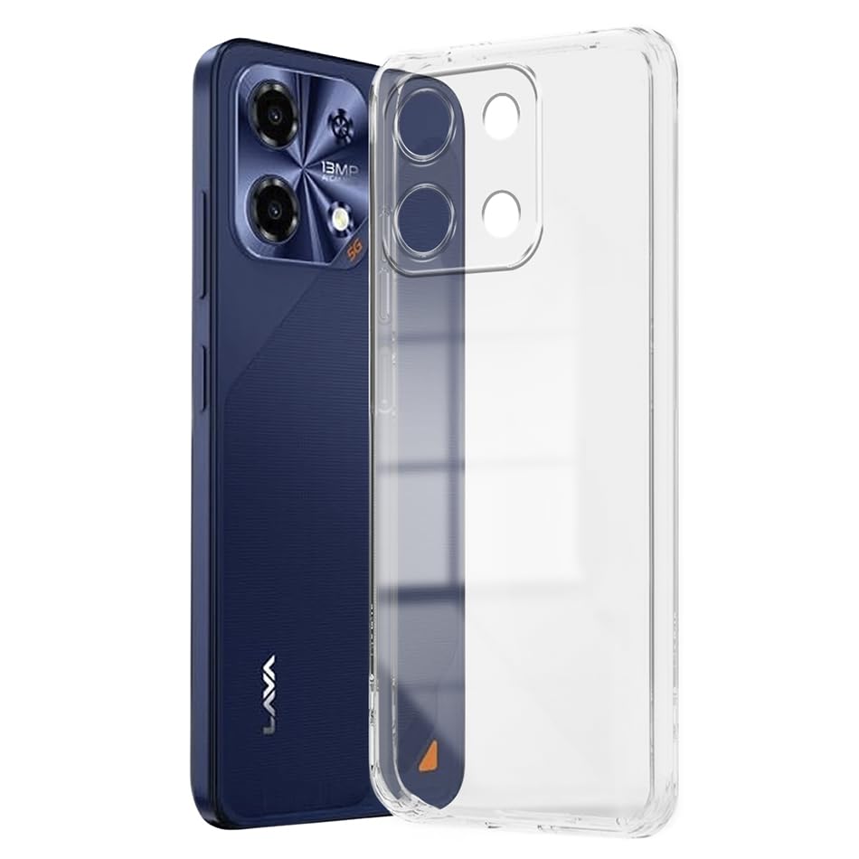 Image of Fashionury Shockproof Crystal Clear Back Cover for Lava Bold N2 5G | Transparent Back Case | Raised Bumps for Camera & Screen Protection for Lava Bold N2 5G