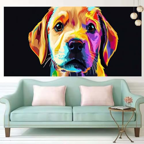 Broderie Diamant Chien Kit Complet 60x120cm Tableau Perle Grand Format