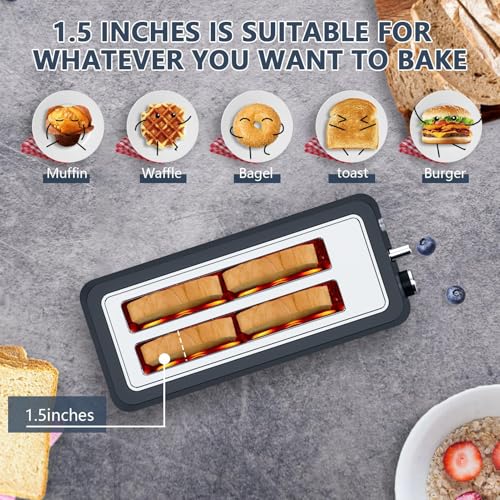 Image of Plum chef 4-Slice Toaster, Extra Wide Long SIot Toaster, 6 Browning Settings, Bagel /Defrost /Reheat Functions, Removable Crumb Tray, Stainless Steel Housing 135oW (Black)