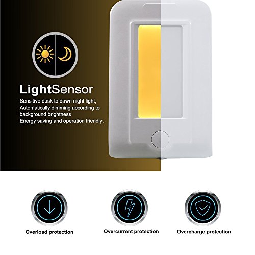 Finduat Wall Mount Charger Outlet With Dusk To Dawn Sensor LED Night Light, Surge-protected Power Socket Extender With 4 AC Outlet 2 USB Charging Ports for IPhone, Samsung, IPad, Phone Holder Slot - Thumbnail 7