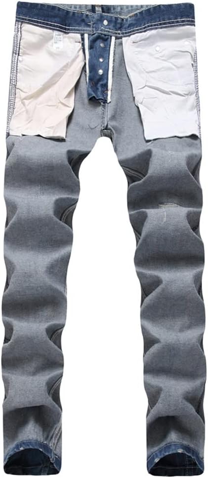 Jeans Men Denim Ripped Distressed Straight Painted Printed Stretch Biker Male Trousers
