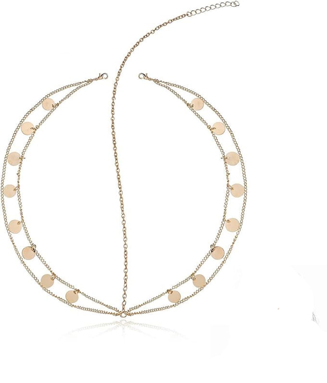 Boho Gold Head Chain,Gold Headband for Women,Cleopatra Costume Headpiece,Gypsy Accessories for Women,Festival Costume Headband for Halloween & Festival Accessories, Adjustable Indian Hair Jewellery