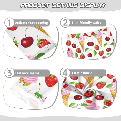 ALAZA Girls' Leggings Children's Yoga Pants Skinny Printed Dance Strawberry Cone Cherry Comfortable 4T2