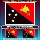 Papua-Neuguinea Flagge, Niugini Papua-Neuguinea 10,2 cm (100 mm) Vinyl Bumper Aufkleber, Aufkleber X1 + 2 Bonus