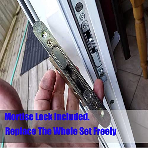 Patio Sliding Glass Door Handle Set With 45° Mortise Lock Suitable For Sliding Glass Patio Door Thickness From 1-1/2" To 1-3/4", Fits 3-15/16” Screw Hole Spacing, Reversible Design(Non-Handed), Black #TOP5
