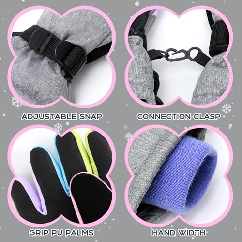 Image of Duoyeree Kids Winter Gloves, Waterproof 5-Finger Ski Gloves 4-13Y