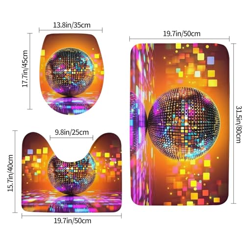 Alfombras de baño de 3 piezas lavables con estampado de luces de colores 3