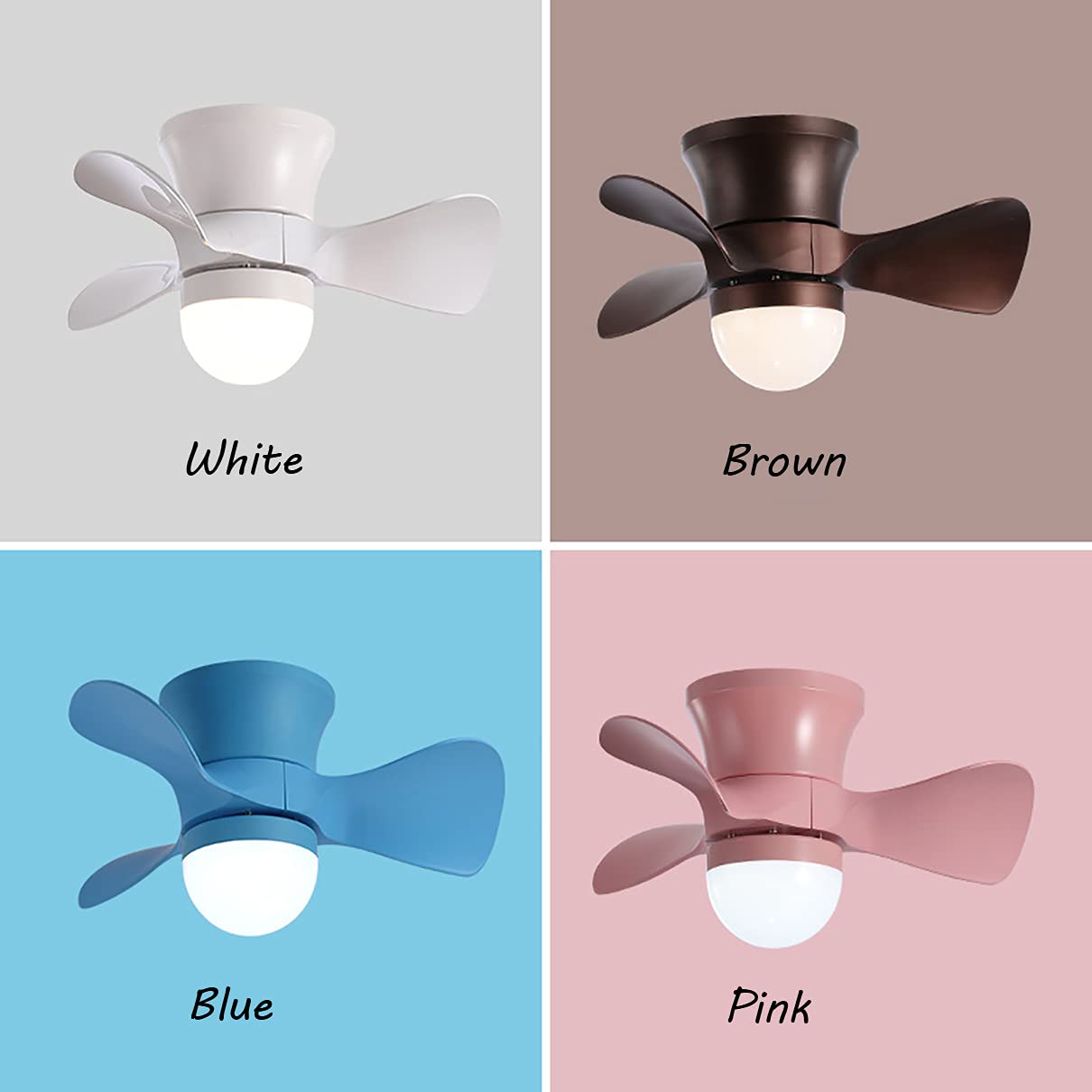 Ventilatore A Soffitto Con Luce LED E Telecomando Per Cameretta - 60cm, 6 Velocità, Dimmerabile, Timer, Bianco