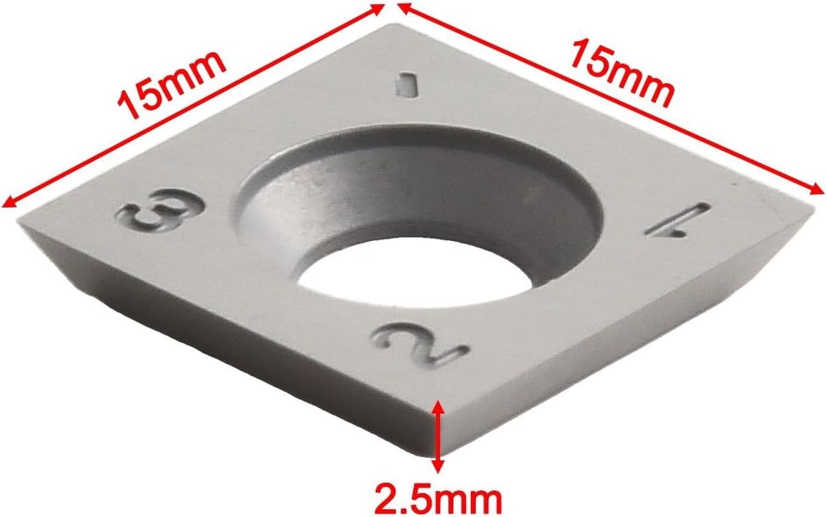Wood Lathe Carbide Inserts, 15x15x2.5mm Square Turning Tool Blades, 4-Edge Indexable Cutters for Woodworking Planer Head Systems, 10 Pack