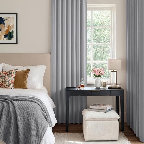 Image of ANRODUO Light Grey Back Tab Blackout Curtains 54 Inch Long 2 Panels | Rod Pocket,Thermal Insulated Room Darkening Light Blocking Curtains for Living Room Bedroom Privacy,W42xL54