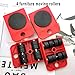 Markeny 5 Pack Mover Tool Set Furniture Lifter Durable Heavy Appliance Furniture Lifting 360 Degree Rotatable Pads, 1 Lifting Rod and 4 Furniture Moving Rollers(Red)