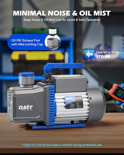 Image of Orion Motor Tech Vacuum Pump 9 CFM Gray | 2 Stage A2L 9 CFM 3 /4 HP Vacuum Pump for R1234yf R32 R134a R22 R410A with 1.5 Micron Ultimate Vacuum, Auto HVAC Vacuum Pump