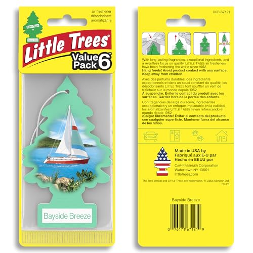 Image of LITTLE TREES Car Air Freshener | Hanging Tree Provides Long Lasting Scent for Auto and Home | 24 Air Fresheners |Bayside Breeze