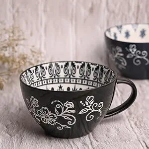 Market99 Blue Geometry 480ml Cup | Cup for Coffee, Tea and Milk | Microwave Safe Cup Set |Home and Travel | Chip Resistant | Birthday Gift | Gift to Your Loved Ones On Any Occassions