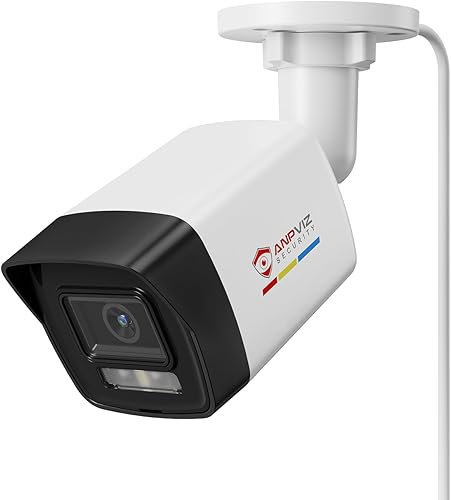 Anpviz Cámara Bullet PoE de 5MP para exteriores, visión nocturna a color, detección de movimiento AI 2.0, cámara de seguridad IP con cable con