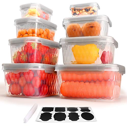 Food Storage Containers with Lids Set of 8 Plastic Freezer Containers for Food with Leak Proof and Airtight Lids BPA Free and Stackable Kitchen food prep containers