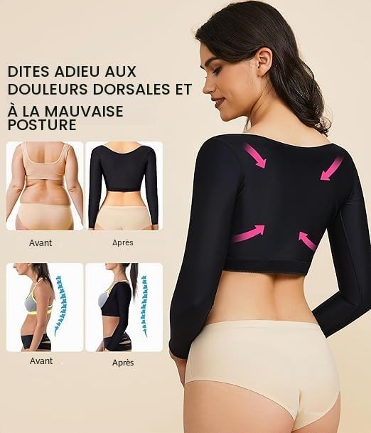 KUMAYES Haut Sculptant Femme Bras Minceur Manche Longue Gaine post opératoire compression Correcteur de Posture Top Body shaper