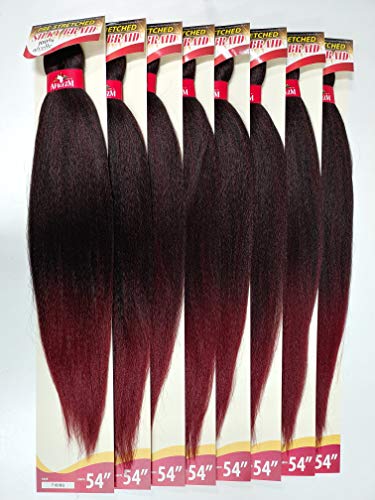 (Pack of 8) Afreezm Pre Stretched Silky Braiding Hair 100% Kanekalon Afrelle Fiber (54 Inches / 85 Grams) (1B / BG)