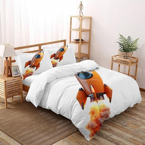Housses de couettes 2 pièces king imprimé 3D space rocket sky cosmic - 3