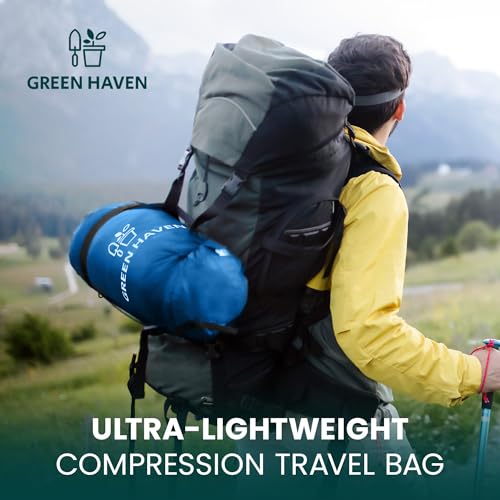 Green Haven Camping Sleeping Bag - Lightweight, Waterproof 3-Season Mummy Shaped Bag for Adults & Kids, Compact & Warm Design for Hiking, Backpacking, and Outdoor Adventures Blue - Image 8