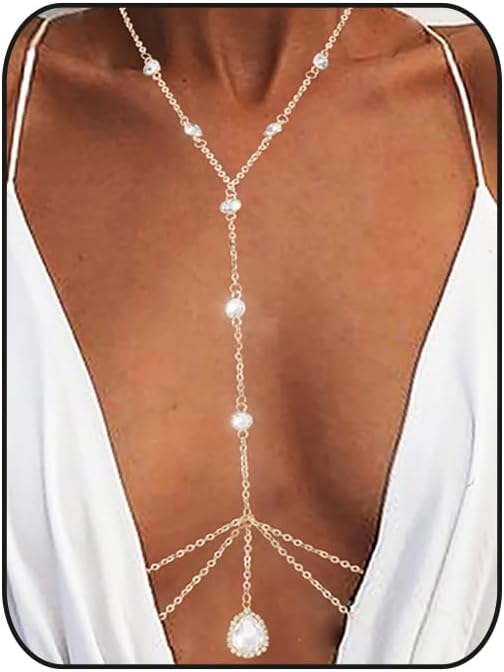 BlinderyRhinestone Body Chains Sexy Belly Chain Beach Body Jewelry for Women
