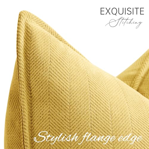 ZWJD Yellow Pillow Covers 20x20 Set of 2 Chenille Throw Pillow Covers with Elegant Design Soft and Luxurious Decorative Throw Pillows for Couch, Bed, and Home Decor