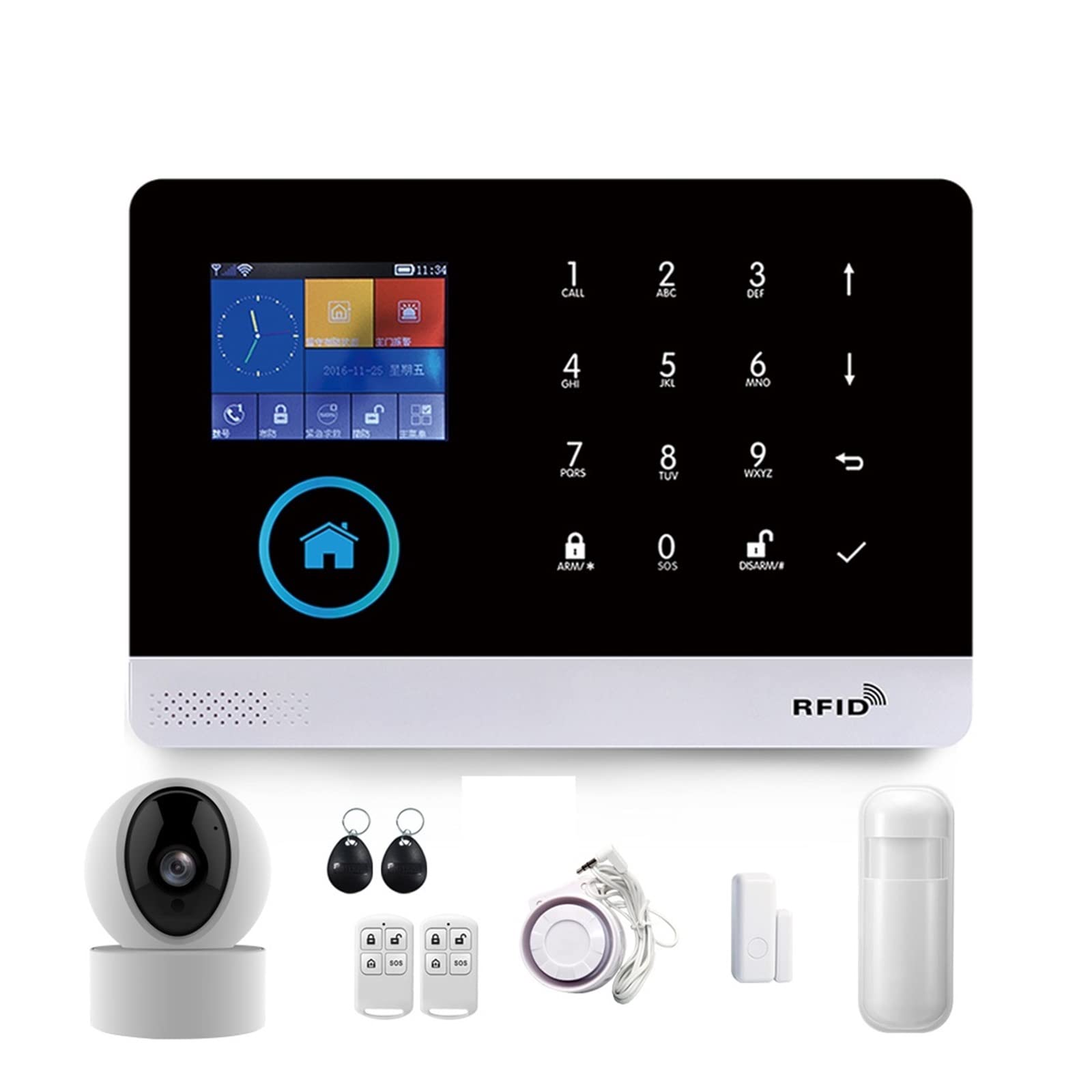 CUDTAPI Smart Home GSM Alarm System For With Motion Sensor Wireless Siren Night Vision IP Camera Tuya(M-103.)