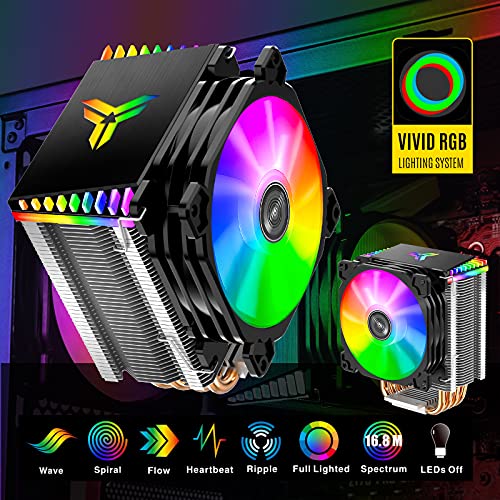 Verilux® RGB CPU Cooler,2300rpm CPU Air Cooler,PWM 4 Pin RGB CPU Cooler,4 Copper Heat-Conduction Pipes Removable 92mm PWM Fans,Fins Bending,Cooler Fan RGB CPU Cooler for AMD Ryzen/Intel LGA 1700 115X