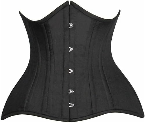 Top Drawer CURVY Black Cotton Double Steel Boned Underbust Waist Cincher Corset 