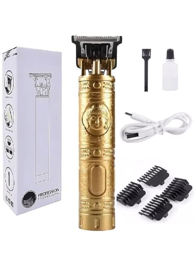 Buddha Style Cordless Hair Trimmer for Men | Rechargeable T-Blade Zero-Gap Beard & Moustache Trimmer | Professional Hair Clipper for Precision Grooming | Gold Finish-image-19