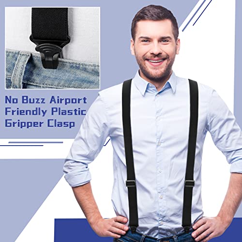 Janmercy 2 Pcs Under Clothing Suspenders For Men Airport Suspenders Plastic Clips Hiking Hidden Suspender For Men (Black, Navy Blue, Y Shape) #TOP3