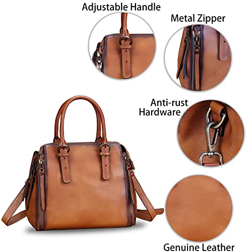 Image of Genuine Leather Handbags Satchel for Women Purse Vintage Handmade Top-Handle Crossbody Shoulder Bag