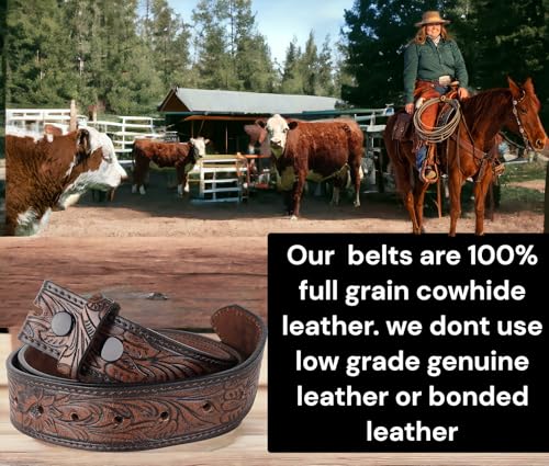 Image of F&L CLASSIC Western Belt without buckle for men - Full Grain Leather Cowboy Belts for jeans - One Piece Leather strap belt