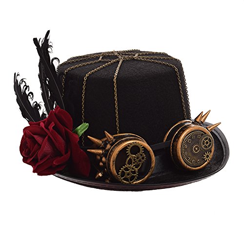 BLESSUME Sombrero Steampunk Gótico Chistera con Gafas Unisex (Colore C, M) Cover