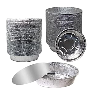 (200 Pack) – 8 Inch Disposable Round Aluminum Foil Take-Out Pans with Board Lids Set – Disposable Tin Containers, Perfect for Baking, Cooking, Catering, Parties, Restaurants
